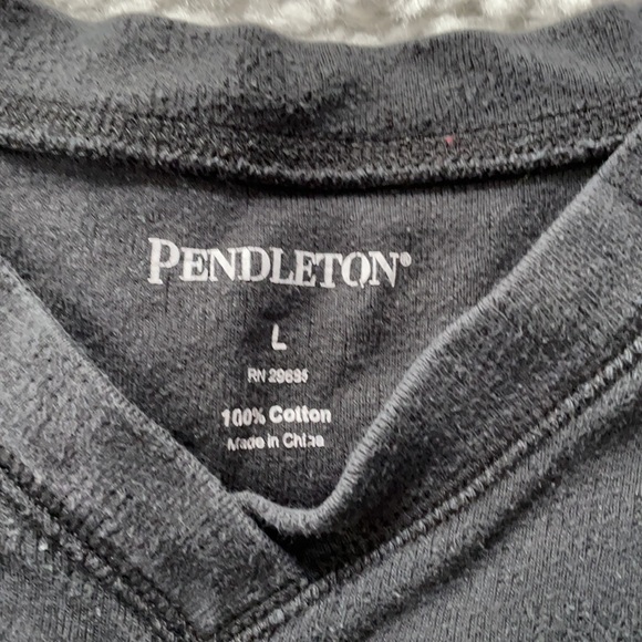 [PENDLETON] Black Long-sleeve Heavy Cotton T-Shirt - Picture 2 of 2